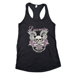 Next Level Laconia Motorcycle Week 2025 Skull Wings Tank Top Black Women M WP898